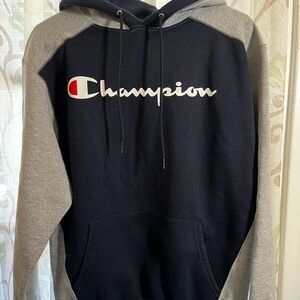 Mens Champion blue and grey hoodie sweat shirt medium